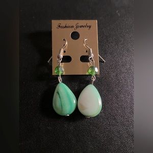 Green dangly earrings